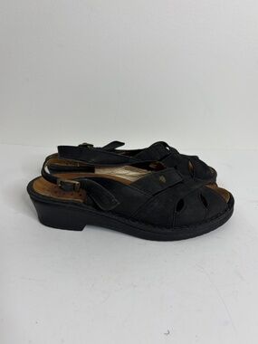 Finn Comfort Sandals Womens UK 3.5 US 6 Black Leather Criss Cross Comfy Shoes